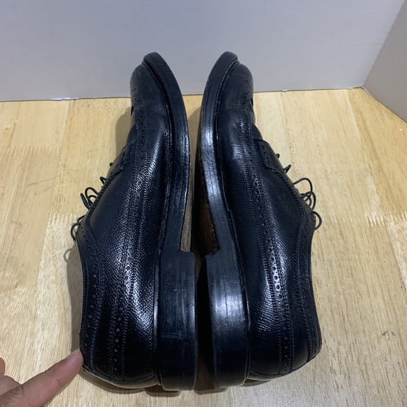 VTG‎ 60s Florsheim Imperial Longwing Shoes Men 8.5D Black Kenmore 5 Nail V-Cleat main image 7